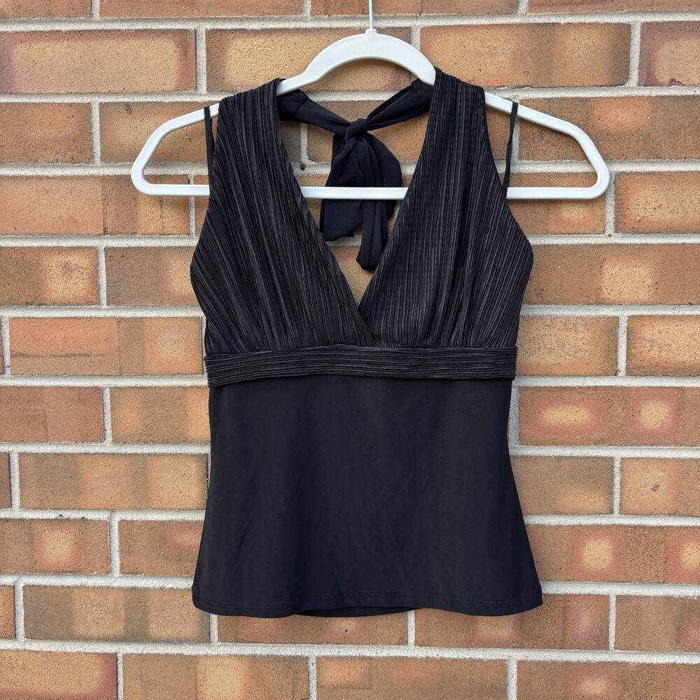 Y2K Wet Seal Black Halter Tie Top Stretchy Sz S? Vtg